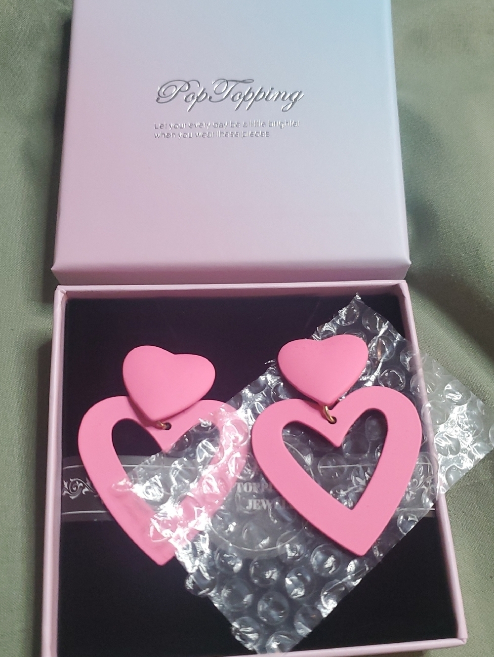 Pink Heart Dangle Earrings